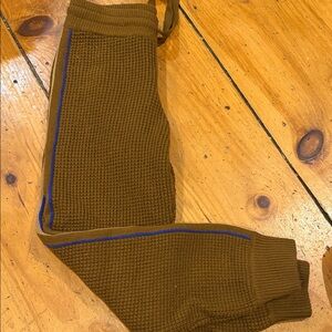 Spiritual Gangster Brown Waffle Knit Track Joggers with Blue Stripe